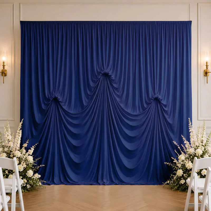 13 ft x 20 ft Pre-Sewn Spandex Backdrop Curtain with 3 Adjustable Ribbon Ties