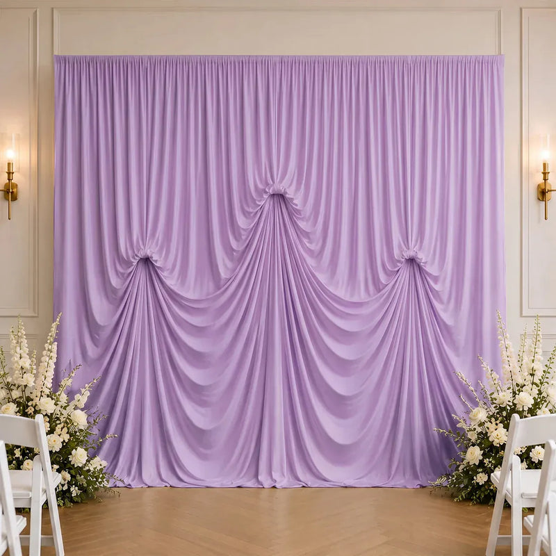 13 ft x 20 ft Pre-Sewn Spandex Backdrop Curtain with 3 Adjustable Ribbon Ties
