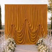 13 ft x 20 ft Pre-Sewn Spandex Backdrop Curtain with 3 Adjustable Ribbon Ties