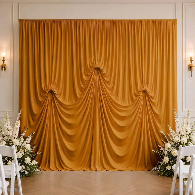 13 ft x 20 ft Pre-Sewn Spandex Backdrop Curtain with 3 Adjustable Ribbon Ties