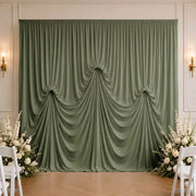 13 ft x 20 ft Pre-Sewn Spandex Backdrop Curtain with 3 Adjustable Ribbon Ties