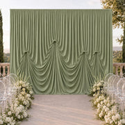 13 ft x 20 ft Pre-Sewn Spandex Backdrop Curtain with 3 Adjustable Ribbon Ties