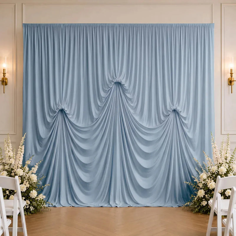13 ft x 20 ft Pre-Sewn Spandex Backdrop Curtain with 3 Adjustable Ribbon Ties