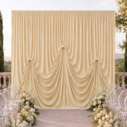 13 ft x 20 ft Pre-Sewn Spandex Backdrop Curtain with 3 Adjustable Ribbon Ties