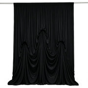 13 ft x 20 ft Pre-Sewn Spandex Backdrop Curtain with 3 Adjustable Ribbon Ties CUR_PANSPX_KNOT_2014_BLK