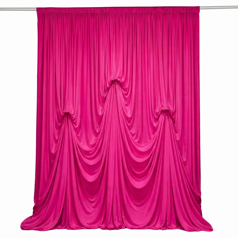 13 ft x 20 ft Pre-Sewn Spandex Backdrop Curtain with 3 Adjustable Ribbon Ties CUR_PANSPX_KNOT_2014_FUSH