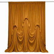 13 ft x 20 ft Pre-Sewn Spandex Backdrop Curtain with 3 Adjustable Ribbon Ties CUR_PANSPX_KNOT_2014_GOLD