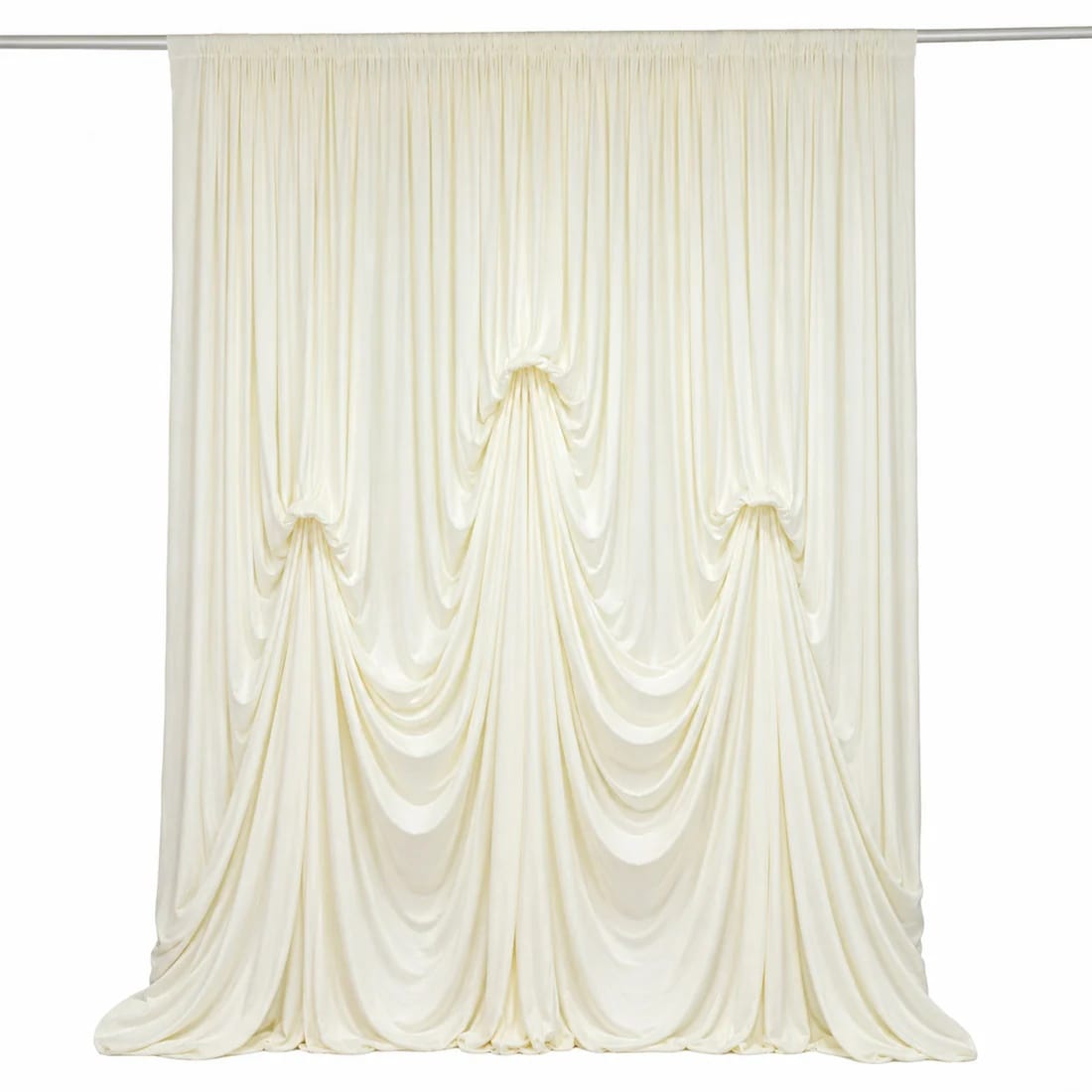 13 ft x 20 ft Pre-Sewn Spandex Backdrop Curtain with 3 Adjustable Ribbon Ties CUR_PANSPX_KNOT_2014_IVR