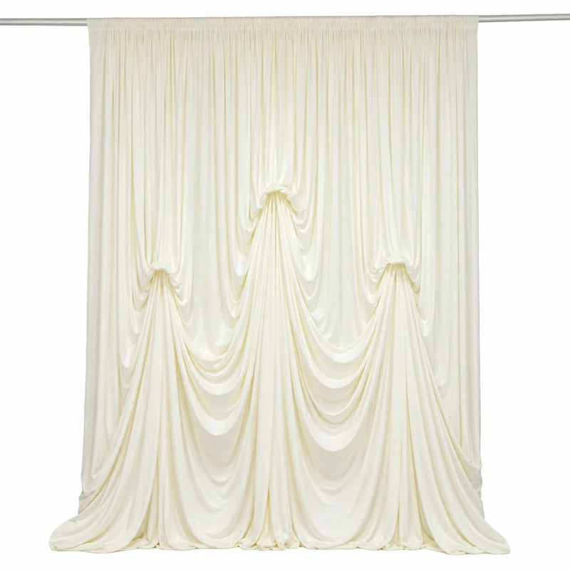 13 ft x 20 ft Pre-Sewn Spandex Backdrop Curtain with 3 Adjustable Ribbon Ties CUR_PANSPX_KNOT_2014_IVR