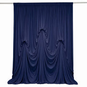 13 ft x 20 ft Pre-Sewn Spandex Backdrop Curtain with 3 Adjustable Ribbon Ties CUR_PANSPX_KNOT_2014_NAVY