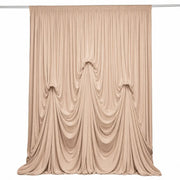 13 ft x 20 ft Pre-Sewn Spandex Backdrop Curtain with 3 Adjustable Ribbon Ties CUR_PANSPX_KNOT_2014_NUDE