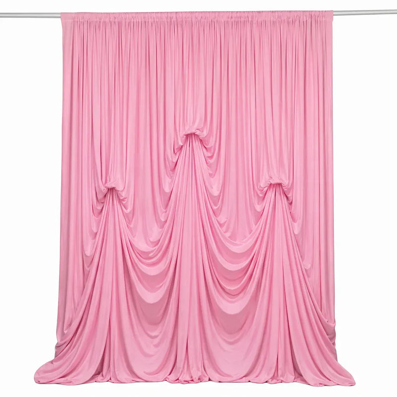 13 ft x 20 ft Pre-Sewn Spandex Backdrop Curtain with 3 Adjustable Ribbon Ties CUR_PANSPX_KNOT_2014_PINK