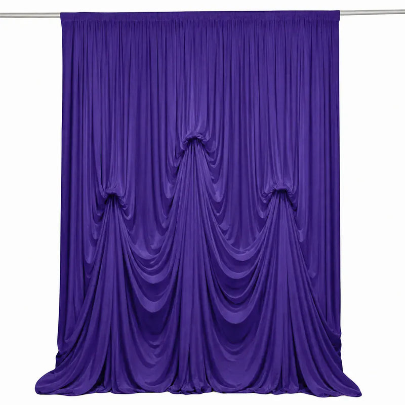 13 ft x 20 ft Pre-Sewn Spandex Backdrop Curtain with 3 Adjustable Ribbon Ties CUR_PANSPX_KNOT_2014_PURP