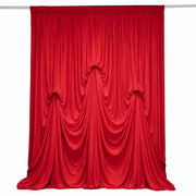 13 ft x 20 ft Pre-Sewn Spandex Backdrop Curtain with 3 Adjustable Ribbon Ties CUR_PANSPX_KNOT_2014_RED