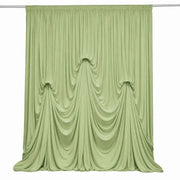 13 ft x 20 ft Pre-Sewn Spandex Backdrop Curtain with 3 Adjustable Ribbon Ties CUR_PANSPX_KNOT_2014_SAGE