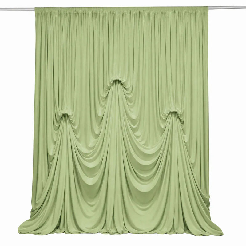 13 ft x 20 ft Pre-Sewn Spandex Backdrop Curtain with 3 Adjustable Ribbon Ties CUR_PANSPX_KNOT_2014_SAGE
