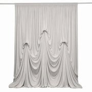 13 ft x 20 ft Pre-Sewn Spandex Backdrop Curtain with 3 Adjustable Ribbon Ties CUR_PANSPX_KNOT_2014_SILV