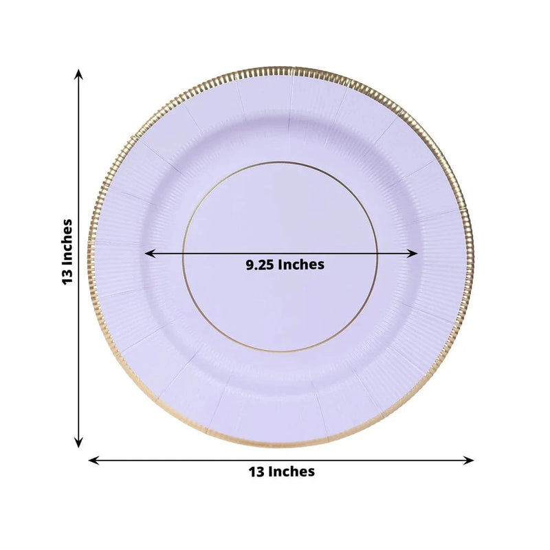 25 Round 13" Disposable Paper Charger Plates with Metallic Rim
