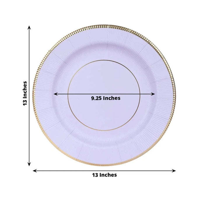 25 Round 13" Disposable Paper Charger Plates with Metallic Rim