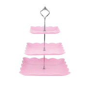 13" tall 3 Tier Plastic Dessert Stand Floral Print Square Cupcake Holder