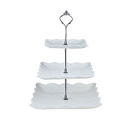 13" tall 3 Tier Plastic Dessert Stand Floral Print Square Cupcake Holder