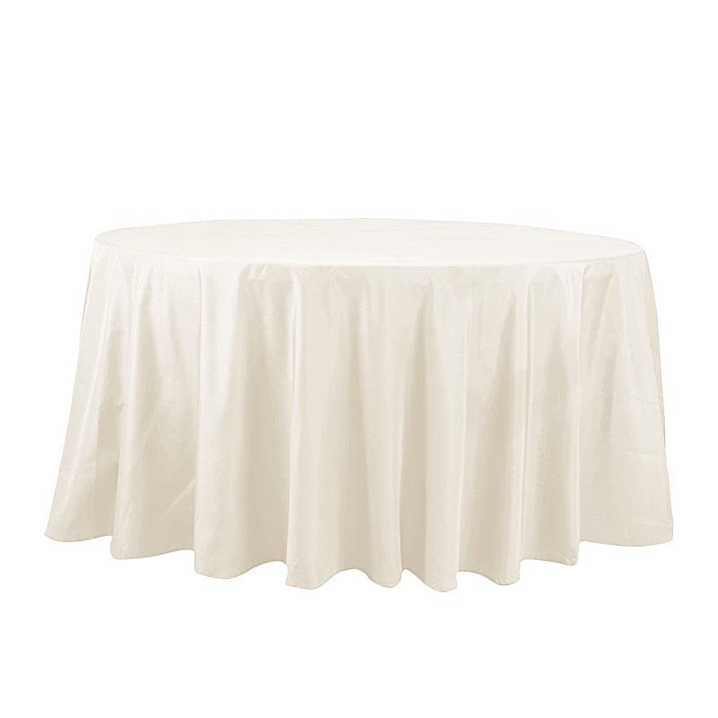 132" Cotton Blend Round Tablecloth for Weddings and Events TAB_COT01_136_IVR