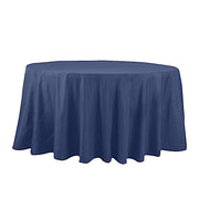 132" Cotton Blend Round Tablecloth for Weddings and Events TAB_COT01_136_NAVY