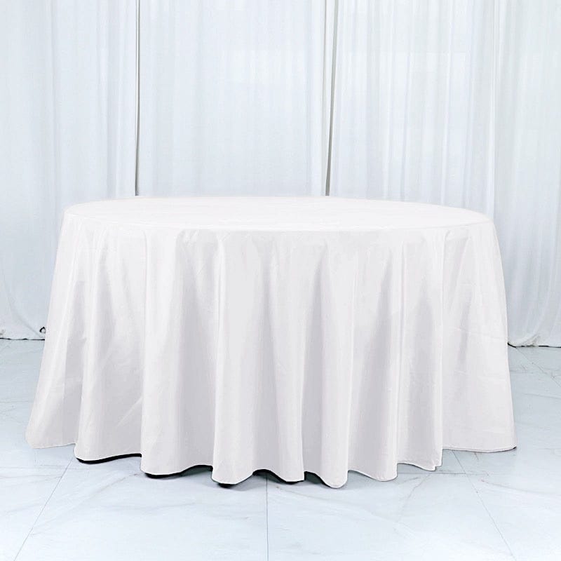 132" Cotton Blend Round Tablecloth for Weddings and Events TAB_COT01_136_WHT