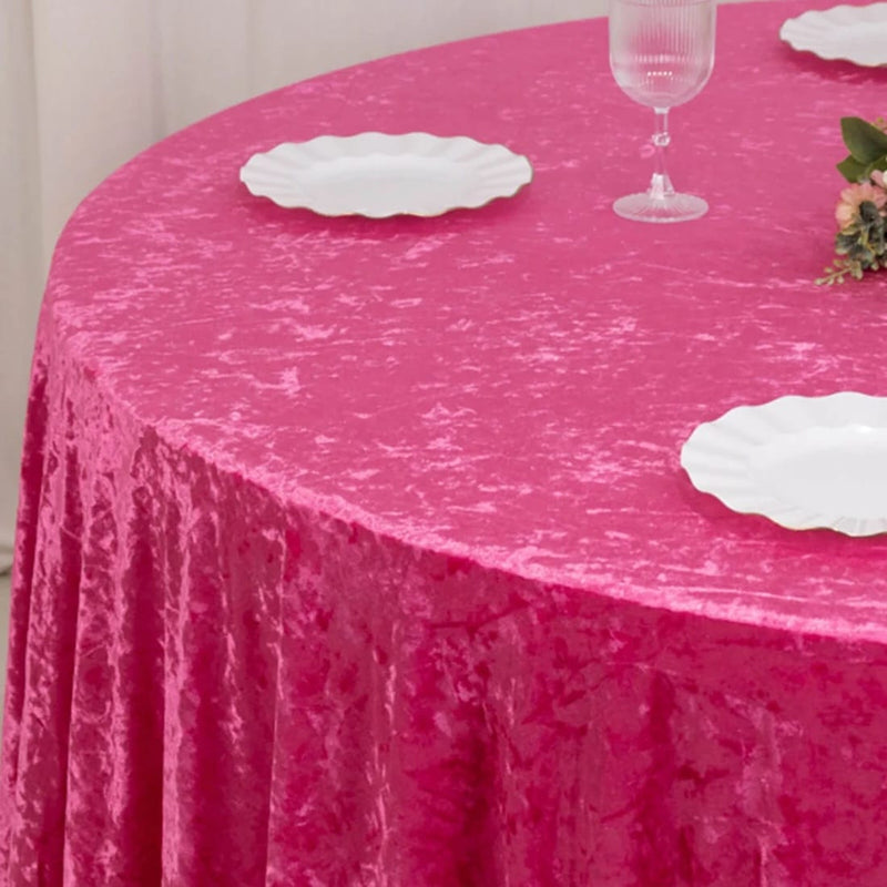 132" Crushed Premium Velvet Round Tablecloth