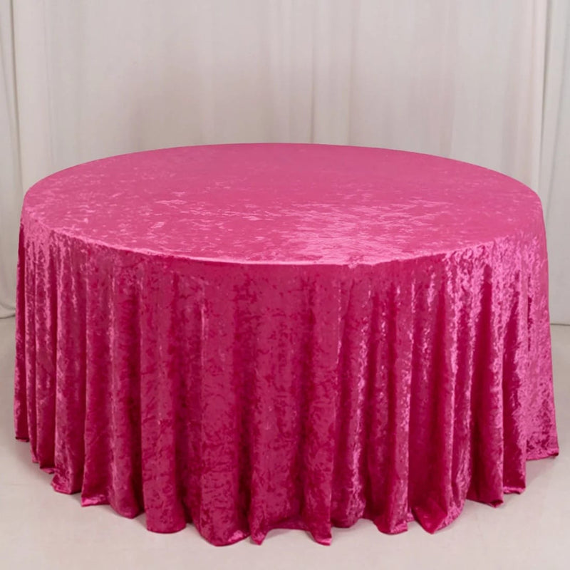 132" Crushed Premium Velvet Round Tablecloth