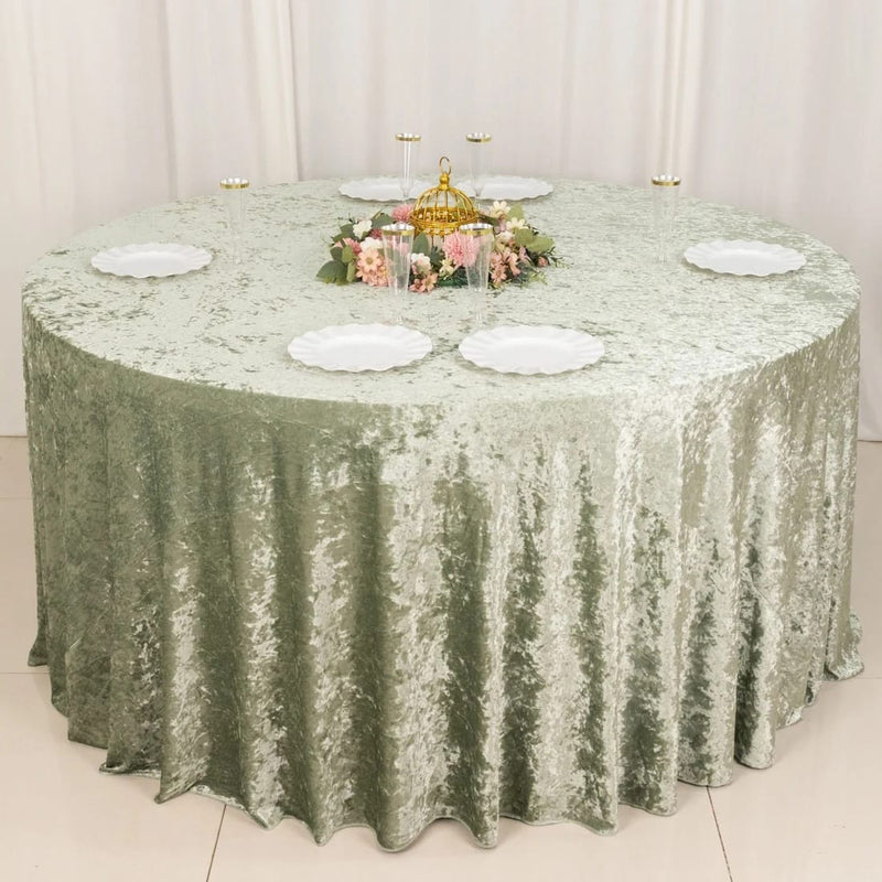 132" Crushed Premium Velvet Round Tablecloth
