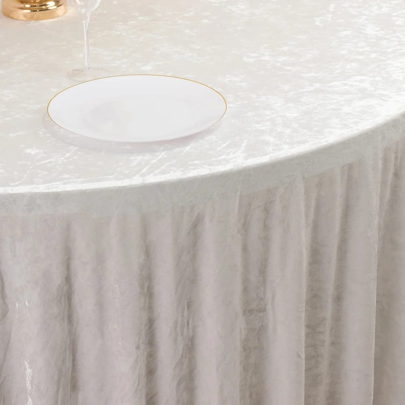 132" Crushed Premium Velvet Round Tablecloth