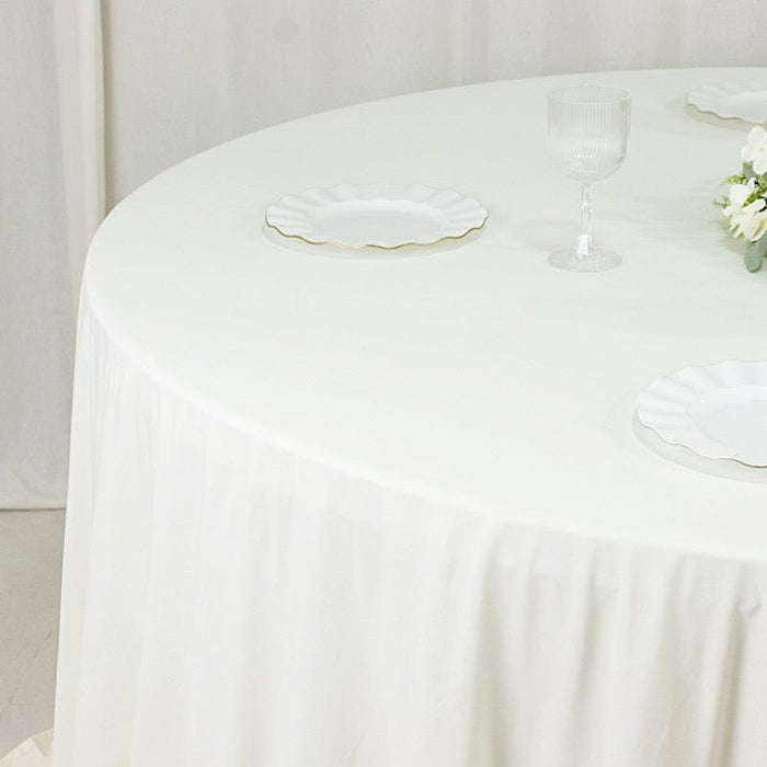 132" Fire Retardant Polyester Scuba Round Tablecloth