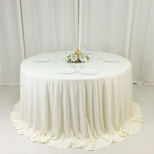 132" Fire Retardant Polyester Scuba Round Tablecloth