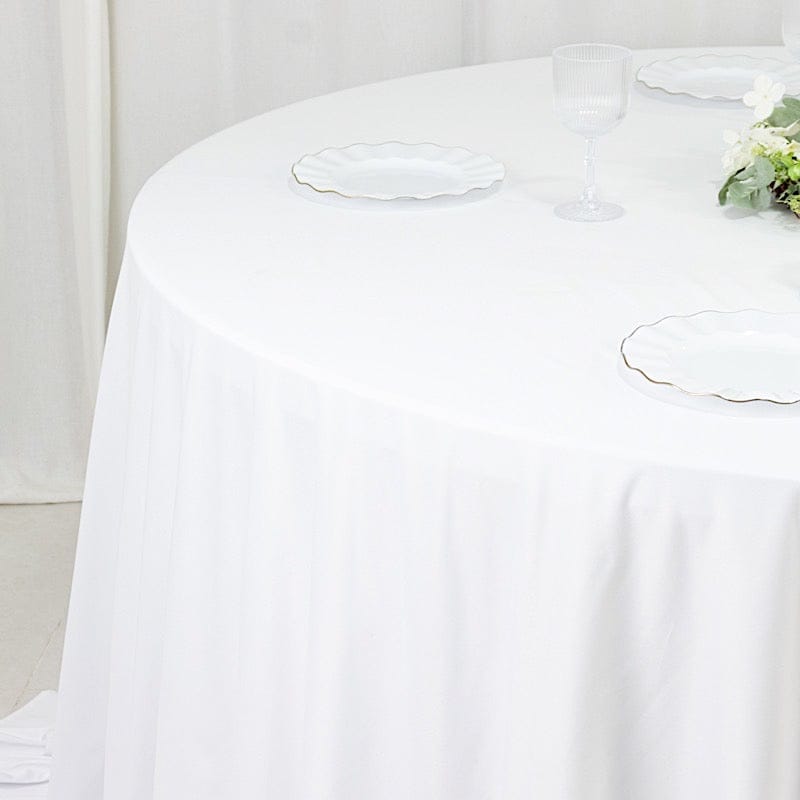 132" Fire Retardant Polyester Scuba Round Tablecloth