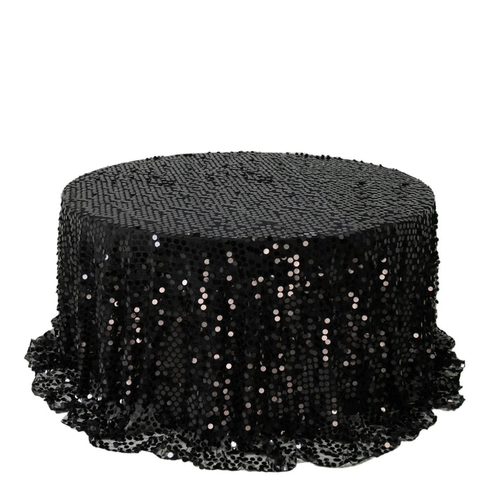 132" Large Payette Sequin Round Tablecloth TAB_71_136_BLK