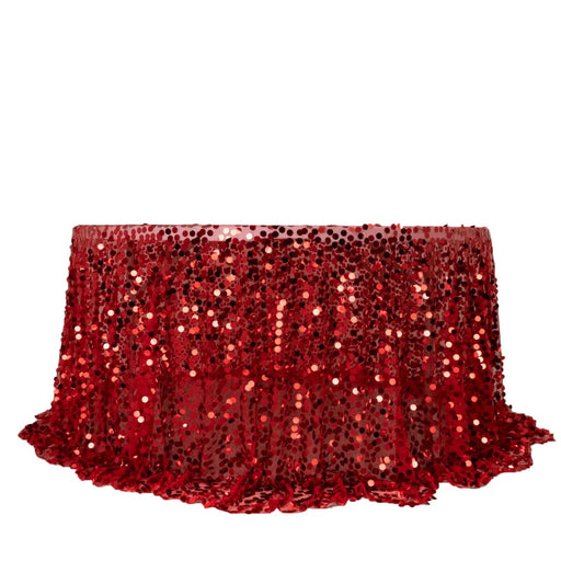 132" Large Payette Sequin Round Tablecloth TAB_71_136_RED