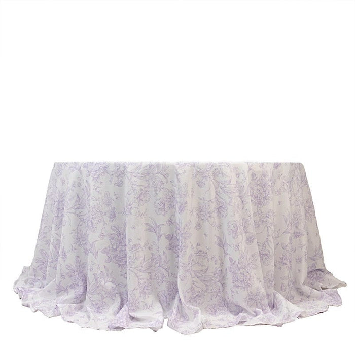 132" Polyester Round Tablecloth for Weddings and Events - French Toile Pattern