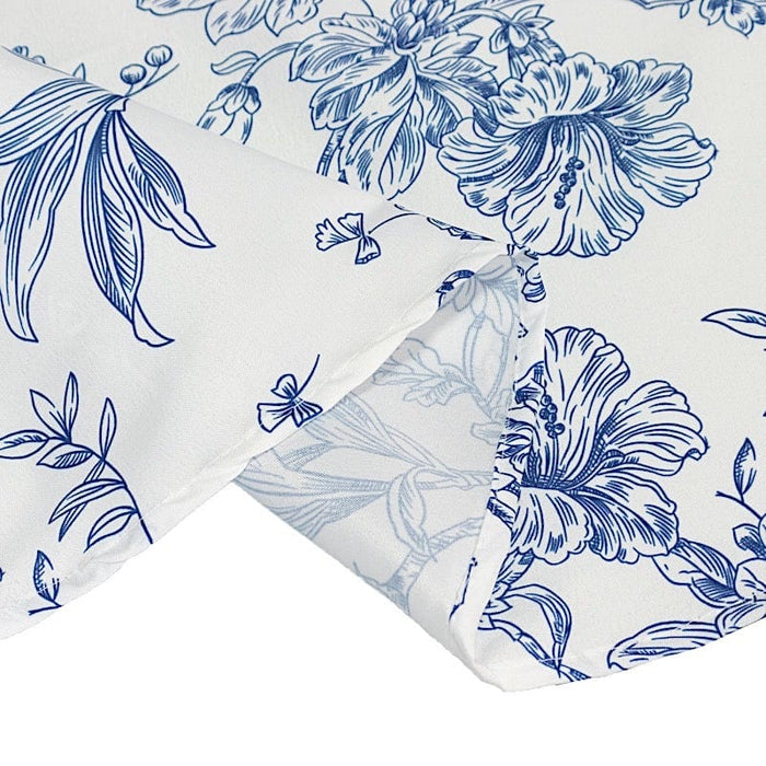 132" Polyester Round Tablecloth for Weddings and Events - French Toile Pattern