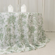 132" Polyester Round Tablecloth for Weddings and Events - French Toile Pattern