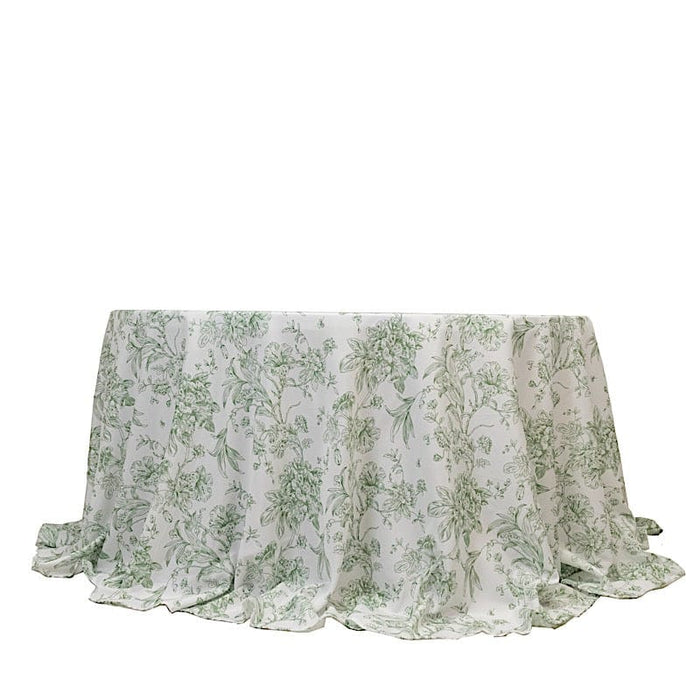 132" Polyester Round Tablecloth for Weddings and Events - French Toile Pattern