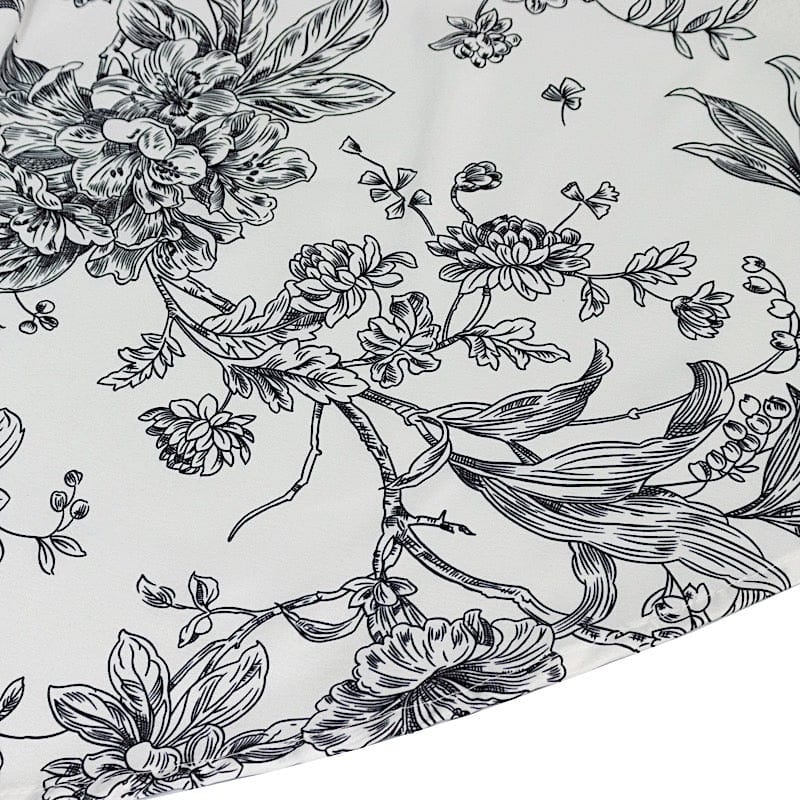 132" Polyester Round Tablecloth for Weddings and Events - French Toile Pattern