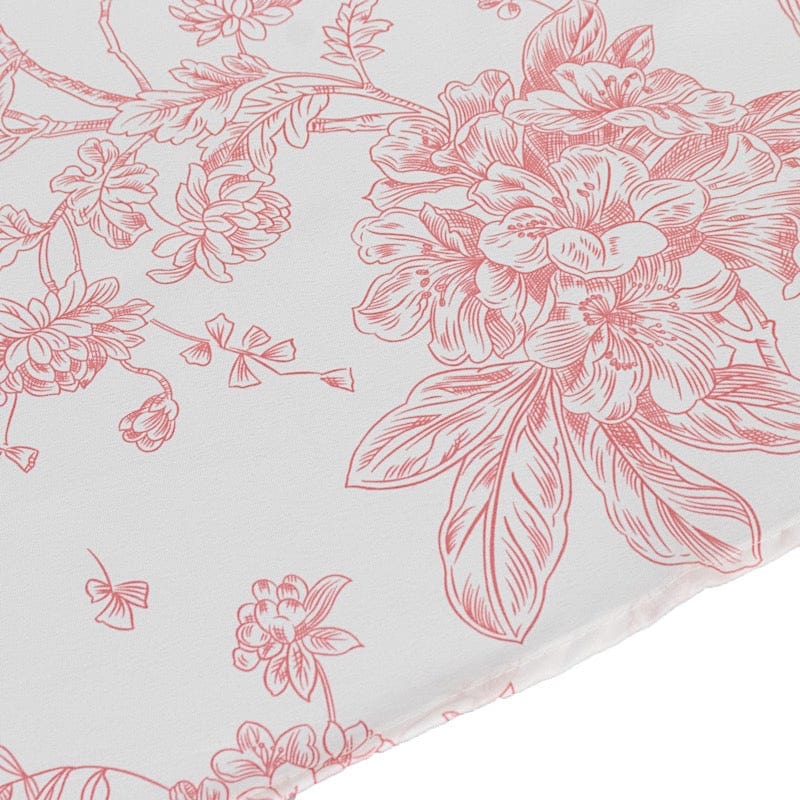 132" Polyester Round Tablecloth for Weddings and Events - French Toile Pattern