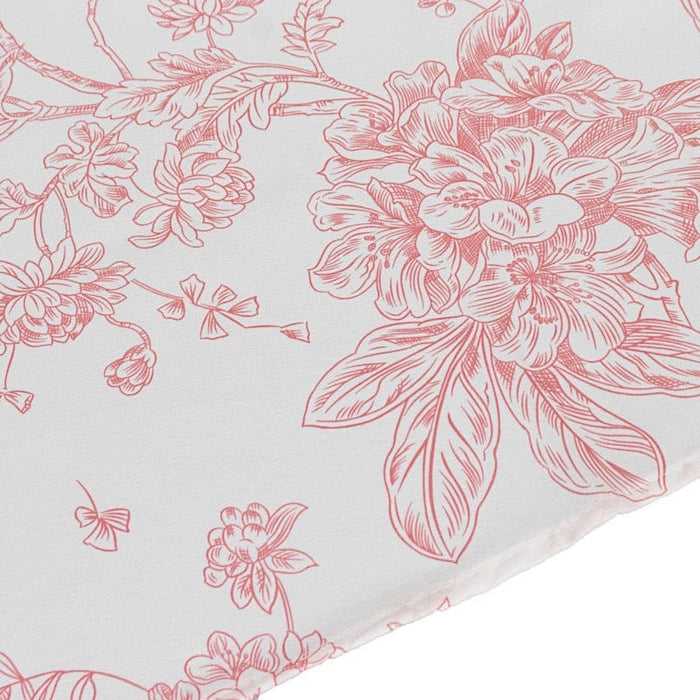 132" Polyester Round Tablecloth for Weddings and Events - French Toile Pattern