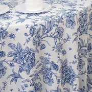 132" Polyester Round Tablecloth for Weddings and Events - French Toile Pattern