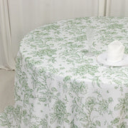 132" Polyester Round Tablecloth for Weddings and Events - French Toile Pattern