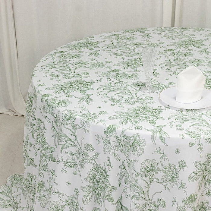 132" Polyester Round Tablecloth for Weddings and Events - French Toile Pattern