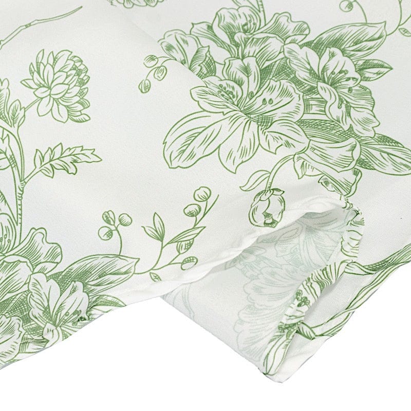 132" Polyester Round Tablecloth for Weddings and Events - French Toile Pattern