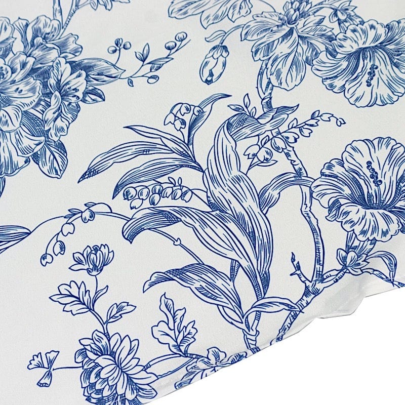 132" Polyester Round Tablecloth for Weddings and Events - French Toile Pattern