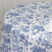 132" Polyester Round Tablecloth for Weddings and Events - French Toile Pattern